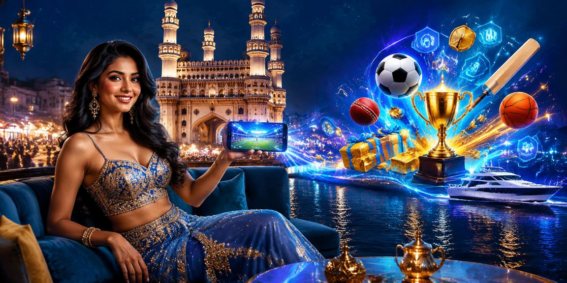 Sports betting at Hyderabad with Charminar backdrop